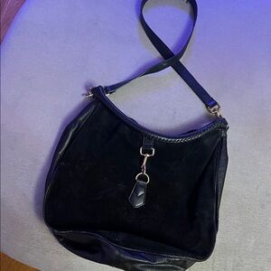 H&M Black Suede and Leather Shoulder Bag